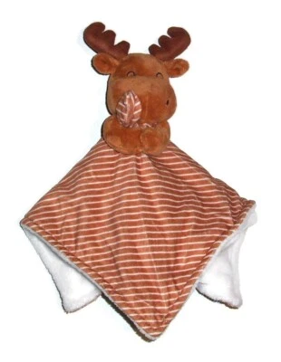 Carters Just One You Moose Baby Blanket Rust White Stripe Security 68026 - Image 1 of 3