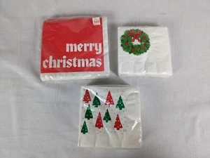 Servilletas de papel navideñas vintage árboles corona postre cócteles - Lote de 3 - Imagen 1 de 2