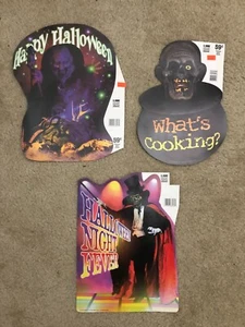Lot of 3 Vtg 1997 Cardboard Halloween Decoration Signs Paper Magic Group - Picture 1 of 7