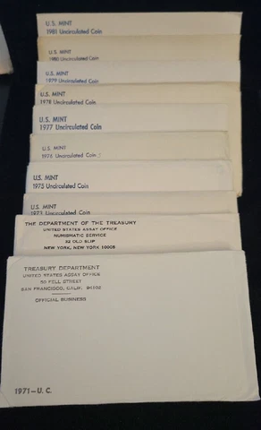 (10) 1971-1981 U.S. Mint Uncirculated P&D Sets | Complete | Nice Sets | NO 1974 Cover
