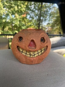 Rare Vintage Paper Mache Jack O Lantern Halloween Pumpkin - Picture 1 of 10