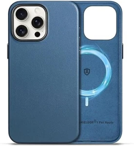 SHIELDON Case for iPhone 15 Pro Max, Genuine Leather Magnetic Wireless Charging - Picture 1 of 35