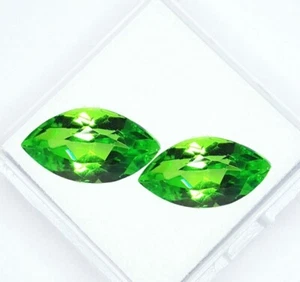 Natural GreenPeridot Pair 8-10 Ct Loose Gemstone Certified Marquise Cut Gem PS12 - Picture 1 of 12