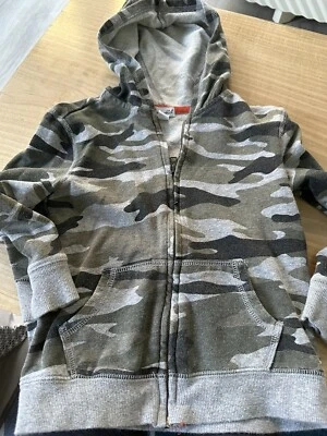 Espléndido Suéter 5/6 Azul Cremallera Completa Niño Pequeño Doble Tejido Camuflaje Sudadera con Capucha Niños Foto 1 de 4