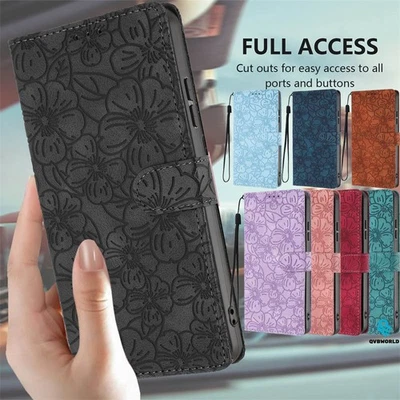 For Huawei P50 Pro P50 P40 P30 P20 P10 Y5 Sakura Embossed Wallet Case Flip Cover - Image 1 of 4