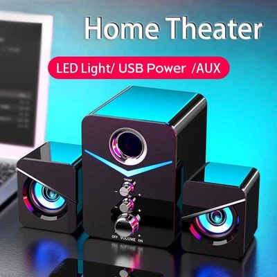 Computer Speakers Surround Sound System Wired PC Speakers Gaming Bass 3.5mm Jack - Image 1 of 4