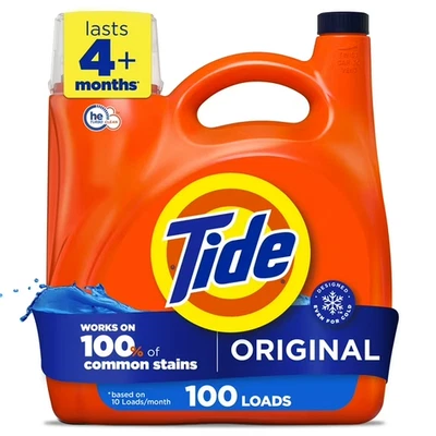 Tide Laundry Detergent Liquid, Original Scent, 132 fl oz, 100 Loads, HE Compatib