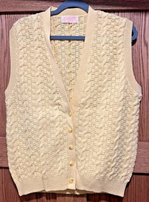 Vintage Men's Pendleton Yellow Knit 100" Virgin Wool Button Sweater Vest Size M - Image 1 of 4