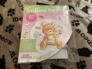 BN Teatime Treats! Cross Stitch All-Occasion Card Kit Cookie Bear - Picture 1 of 2