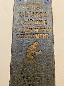 1940 Official Golden Gloves Tournament Boxing Ribbon w/pin Chicago Tribune - Picture 1 of 6
