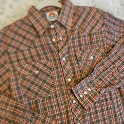 Vintage Saturdays In California Mens Medium Plaid Pearl Snap Button Down Western - Image 1 of 4