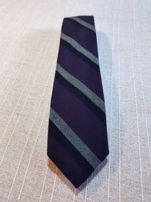 J. CREW Mezcla Lana-Seda Corbata Delgada Diagonal Rayas Púrpura/Azul Marino/Gris Foto 1 de 4