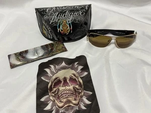 Gafas de sol Christian Audigier Gunmetal Splatter CAS-403 con estuche y tela RARAS Y2K - Imagen 1 de 18