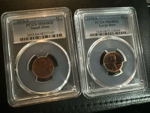 1970-S LINCOLN CENT SMALL DATE & Large Date (2 Coins)ms64rd & Pt69rd Respec - Picture 1 of 3