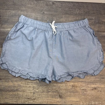 Simply Southern Ruffle Shorts Chambray Drawstring 100% Cotton Size XXL - Image 1 of 4