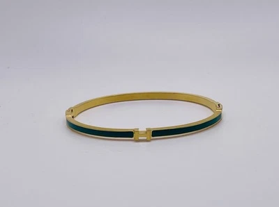 Brazalete Clic H Letra Pulsera Chapado en Oro Acero Inoxidable Dorado Verde Delicado Limpio Foto 1 de 2
