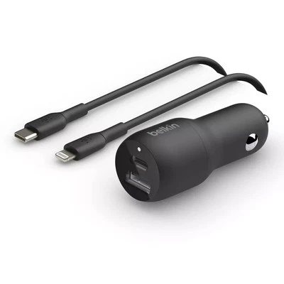 Belkin - Cargador Doble Coche BoostCharge con PPS 37W con Cable USB-C a iPhone Foto 1 de 4