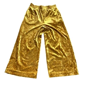 Cat & Jack Wide Leg Mustard Yellow Velvet Cropped Pants Size Medium 7/8 - Picture 1 of 3