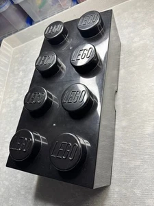 LEGO large 8 Stud Storage Box w/ Lid BLACK brick LOT/2 - Picture 1 of 24