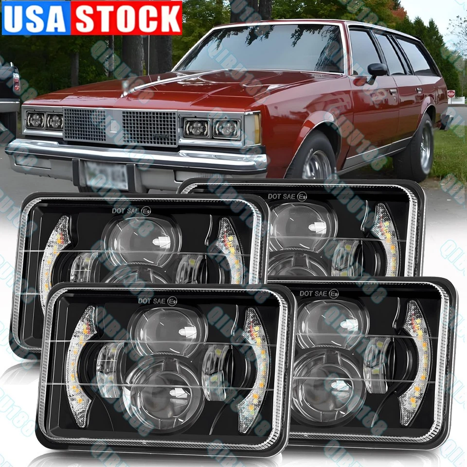 Faros LED cuadrados de 4x6 pulgadas alto/bajo DRL para Oldsmobile Cutlass 1980-1988 4 piezas Foto 1 de 4