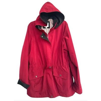 Croft & Barrow Red Rain Trench Jacket Removable Hood Pockets Womens Plus Size 1X - Image 1 of 4