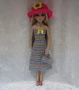 Made to Fit ELLOWYNE & Prudence #05 Dress, Hat, Purse, Necklace & Earrings Set - Picture 1 of 4