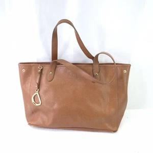 Lauren Ralph Lauren Newbury Leather Shopper Bag Shoulder Handle Brown Tote Purse - Picture 1 of 7