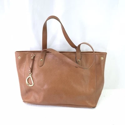 Lauren Ralph Lauren Newbury Leather Shopper Bag Shoulder Handle Brown Tote Purse - Image 1 of 4