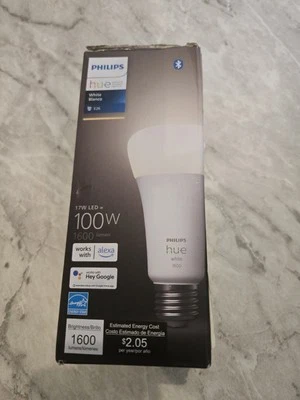 New Philips Hue White E26 High Lumen Smart Bulb 1600 Lumen Bluetooth - Image 1 of 2