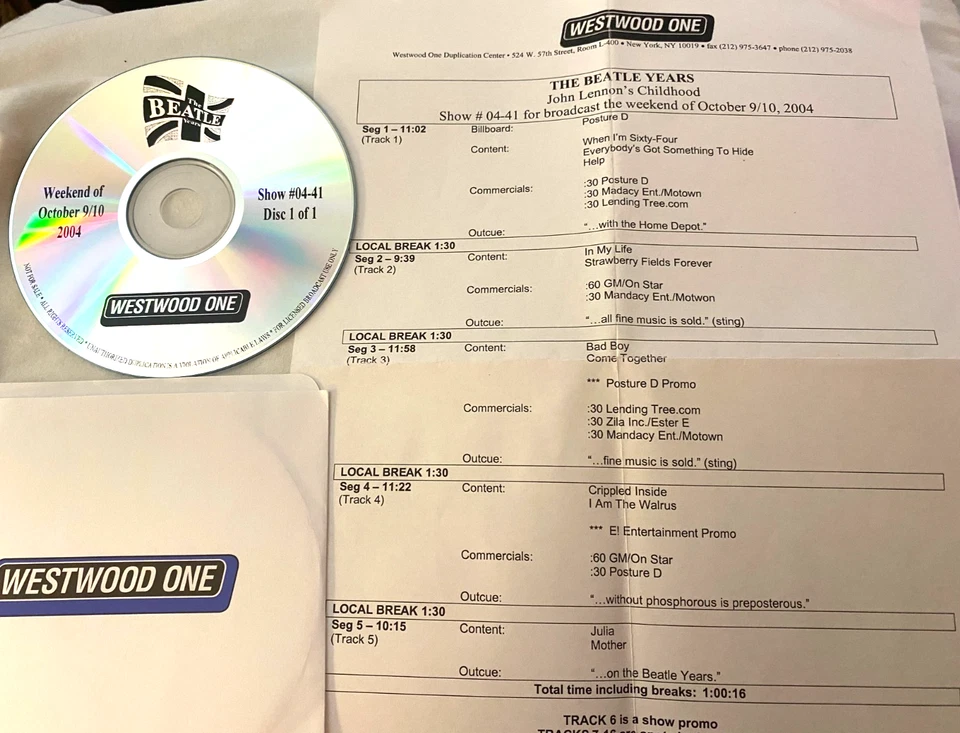 10/9/04 БИТЛ ЛЕТ ДЖОН ЛЕННОН ДЕТСТВО, 11 МЕЛОДИЙ/В ГЛУБИНЕ ИНТЕРВЬЮ - Изображение 1 из 1