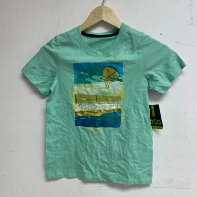 DSG Boys' Solid Cotton Graphic Tee Shirt Cool Mint Beachside Court DAB21108 - Image 1 of 4
