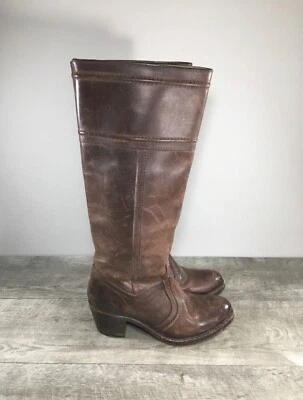 Frye 77219 White Label Tall Campus Boots Pull On Leather Hippie Size 5.5 Boho - Image 1 of 4