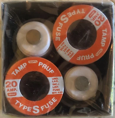 Leviton - 20 Amp Type S Time Delay Fuses - Package of 4 - New/Unopened Box - Image 1 of 3
