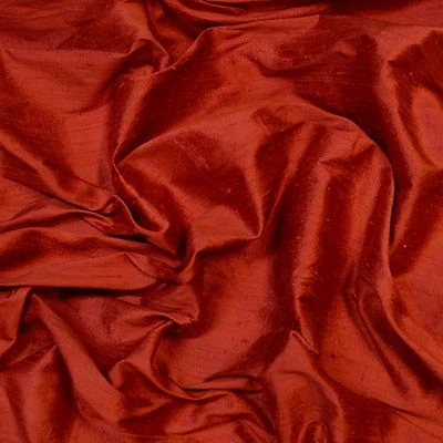 Iridescent Red Spice Dupioni 100% Silk Fabric, 54" Wide, By The Yard (S-276) - Image 1 of 4