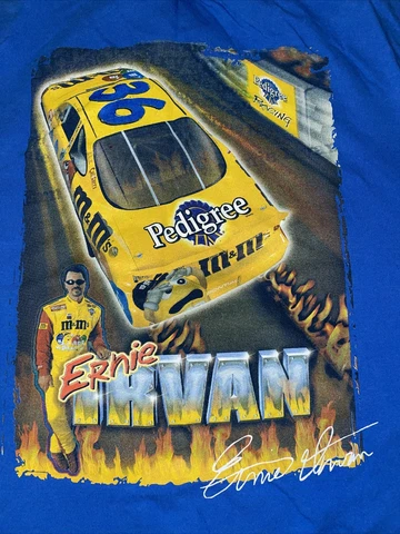Vintage 90s Delta Ernie Irvan NASCAR Big Logo Racing Blue Shirt XL Lowe’s Cover