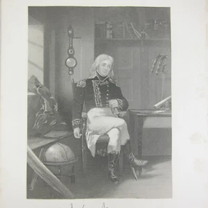 Joshua Barney US Navy Revolutionary War Steel Engraving Print Antique 1863 RARE - Picture 1 of 12