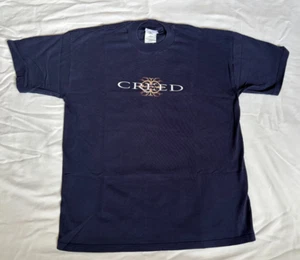Vintage Creed T-Shirt Medium Navy 2000s Y2K Tour Band Double Sided Graphic - Picture 1 of 7