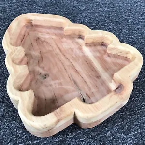 Natural Wood Handcrafted Serving Tray 12” Christmas Tree Shape Handmade Decor - Picture 1 of 10