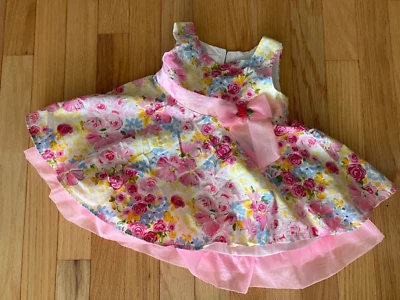 Bonnie Baby Toddley 18 M Pink Floral Glitter Ruffle Dress Easter Spring Sz 18M - Image 1 of 4