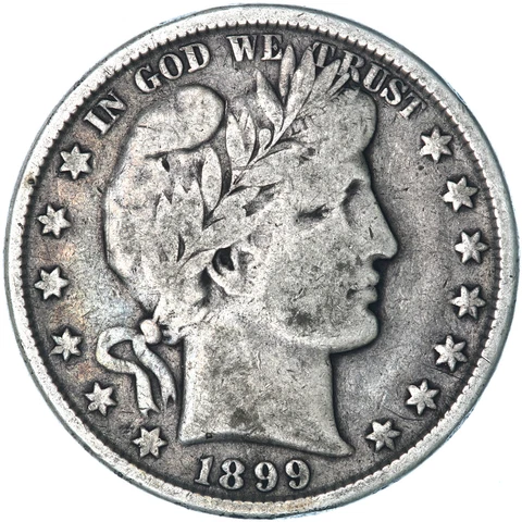 1899 (P) Barber Half Dollar 90% Silver Fine FN See Pics U707 Cover