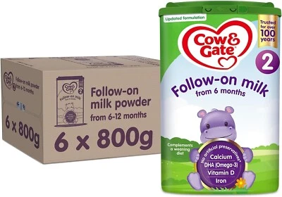 Cow & Gate 2 Follow On Baby Milk Powder Formula, 6-12 Months, 800g (Pack of 6