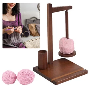 3-in-1 Wooden Yarn Holder with Phone Stand Rotatable Yarn Wool Ball Storage Rack - Picture 1 of 11
