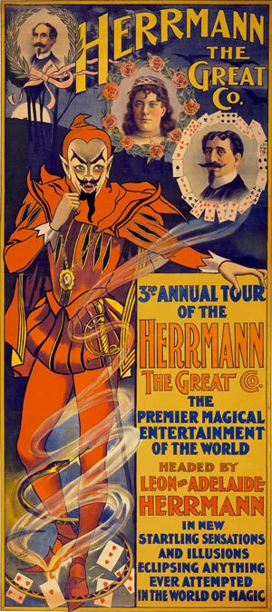 M69 Huge 17"x38" Vintage 1898 Magic Herrmann The Great Magician Poster - Image 1 of 1