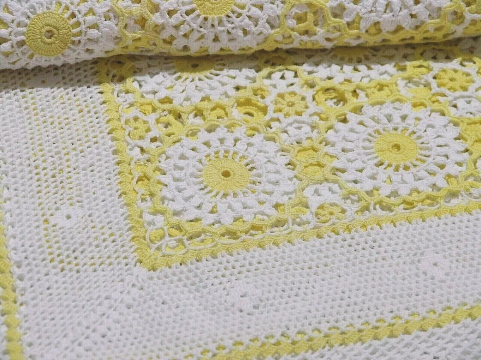 Manta Crochet Vintage Doble Tamaño Filete Algodón 230X240 CM Foto 1 de 4