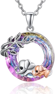 Elephant Gifts for Women Elephant Necklace S925 Sterling Silver with Crystal Cut - Picture 1 of 6