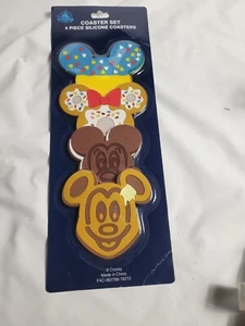 New Disney Parks Mickey Minnie Mouse Snack Icon Silicone Coaster Set Of 4 - Picture 1 of 4