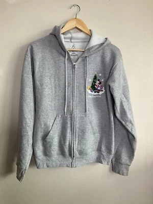 Suéter Walt Disney World Felices Fiestas Cremallera Completa Sudadera con Capucha Talla S Gris Foto 1 de 3