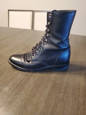 Botas de Equitación de Combate Justin 506 De Colección Mujer Cuero Negro Con Cordones Talla 5B Estrechas Foto 1 de 4