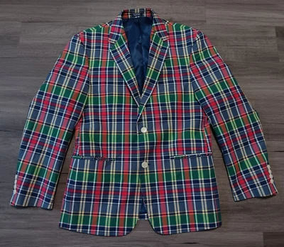 Abrigo deportivo Saddlebred para hombre multicolor a cuadros 100 % algodón talla 38S Foto 1 de 4