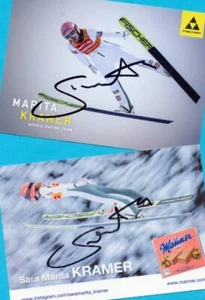 Marita KRAMER (1) 2 AK Bilder - Print Copys + Signierte AK - SKISPRUNG - WM - Bild 1 von 1